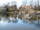 pond outside university library